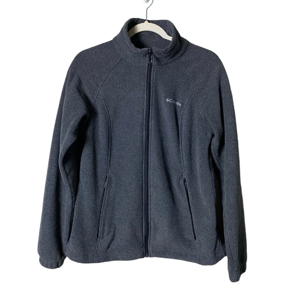 Columbia Women’s Fleece Jacket Size Medium Outdoors Full Zip Pockets Grey